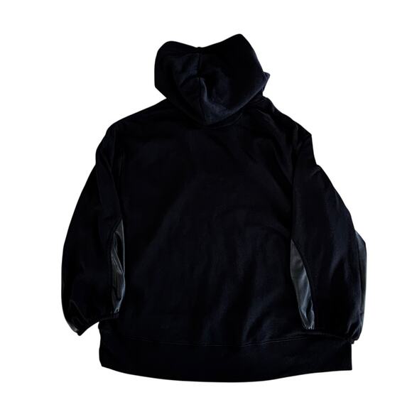 Dorothee Schumacher Black Hooded Sweatshirt Faux Leather Balloon Sleeve Size 2 - Picture 2 of 8